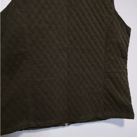 Basic Editions Dark Forest Green Quilted Corduroy Vest Pockets Zip Front Size XL - Picture 4 of 9